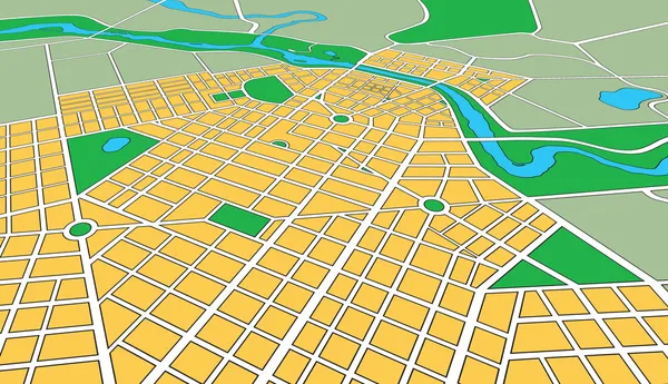 Map of Generic Urban City in Perspective Angle — Stock Photo, Image