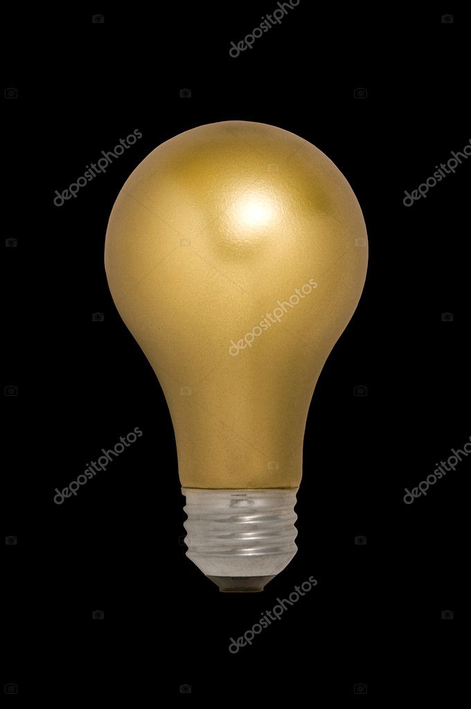 反对黑色黄金光灯泡