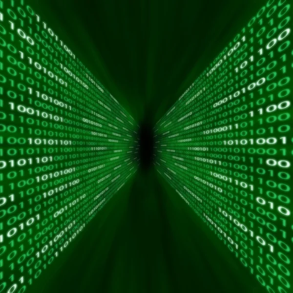 Corridor of green binary code — Stock Photo, Image