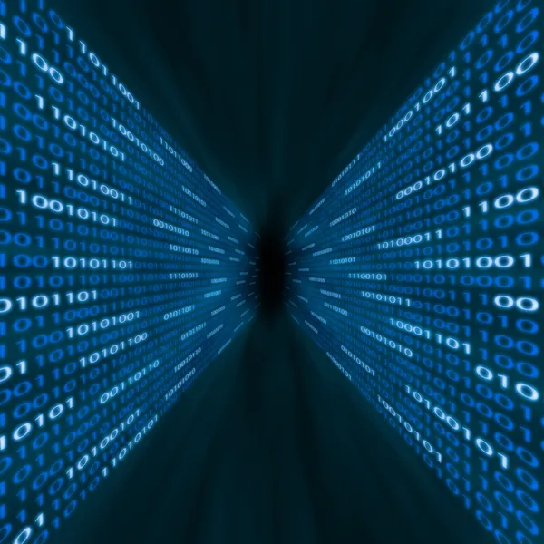 Corridor of blue binary computer code — Stock Photo, Image
