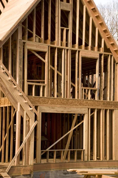 Part of a house in the framing phase of construction — Stock Photo, Image