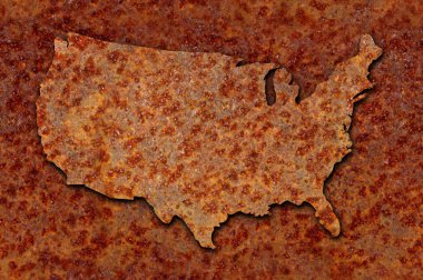 Rusted corroded metal map of the United States seamlessly tileab clipart