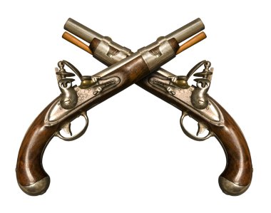 Two Crossed Flintlock Pistols clipart