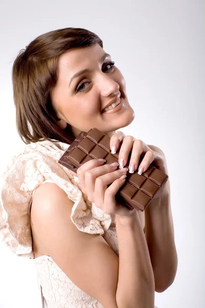 Telhas jovens com chocolate escuro — Fotografia de Stock