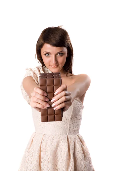 Young tiles with dark chocolate — Stock Photo, Image