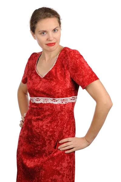 Kvinnan i rött — Stockfoto
