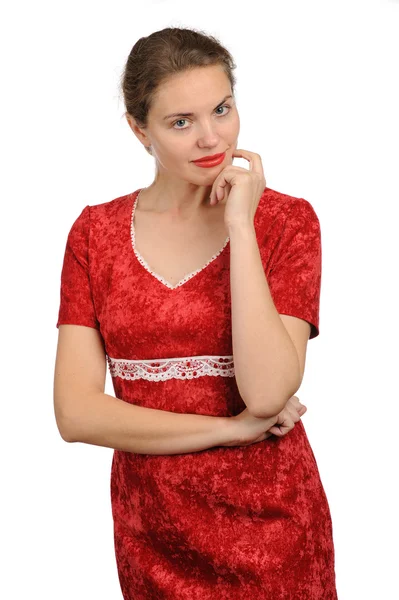 Žena v červených šatech — Stock fotografie