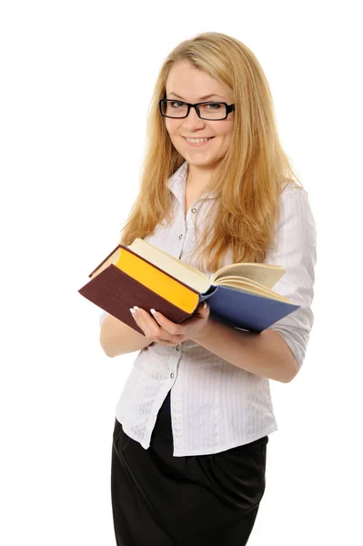 Girl with long hair and book Royalty Free Stock Images