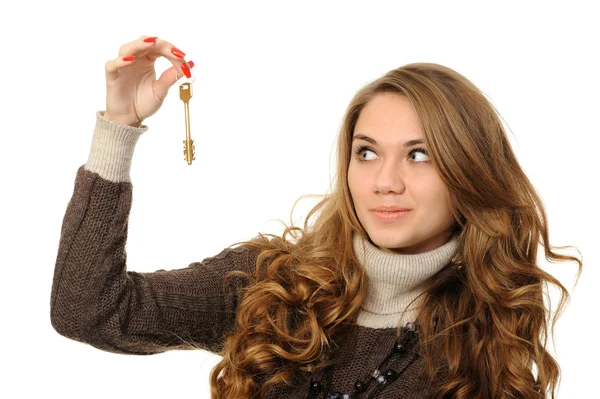 stock image Young girl with a key