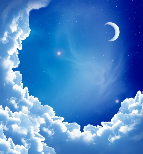 Måne och vackra moln Royaltyfria Stockfoton