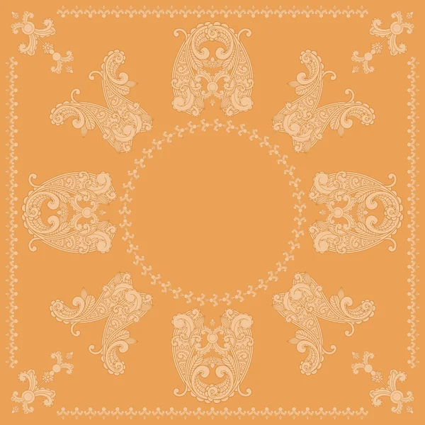 Vector paisley patrón cuadrado en naranja — Archivo Imágenes Vectoriales