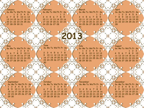Vektor nahtloses Vintage-Spitzenmuster mit Kalender 2013 — Stockvektor