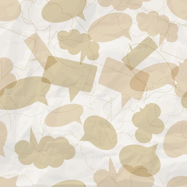 Patrón sin costuras con burbujas de voz en la textura de papel arrugado — Archivo Imágenes Vectoriales
