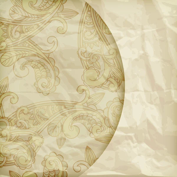 Vector retro fondo con patrón paisley en oro arrugado — Archivo Imágenes Vectoriales