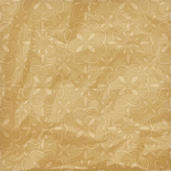 Vetor padrão floral sem costura na textura de papel de folha amassada —  Vetores de Stock