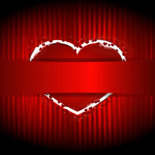 Vettoriale cuore rosso nascosto dietro il nastro per il testo — Vettoriale Stock
