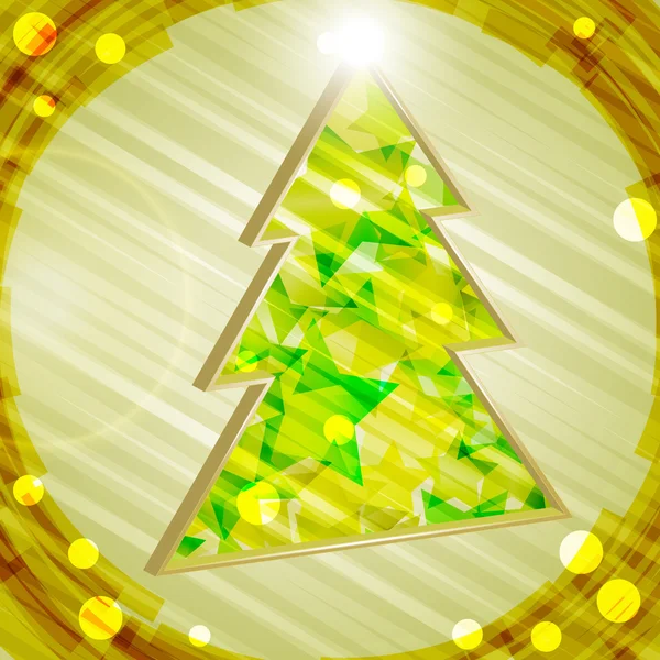 Vector 3d christmas fir tree with shiny stars — Stock Vector