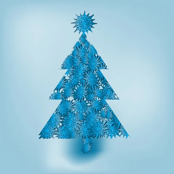 Vector christmas boom gemaakt van 3d sneeuwvlokken — Stockvector
