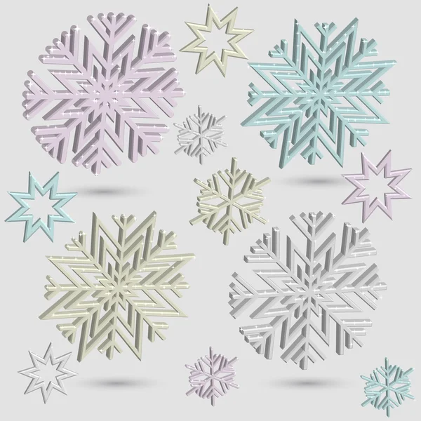 Flocons de neige vectoriels 3d — Image vectorielle