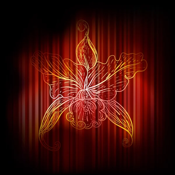 Çizgili arka plan üzerinde vektör vintage lily — Stok Vektör