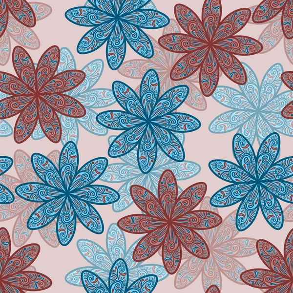 Vektor sömlös doodle blomma bakgrund — Stock vektor