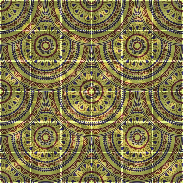 Vecteur fond grungy sans couture avec motif cercle oriental — Image vectorielle
