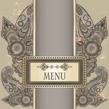 vector menu with paisley pattern and place for your text on gru clipart