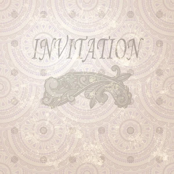 Invitation vintage vectorielle avec élément paisley et oriental sans couture — Image vectorielle