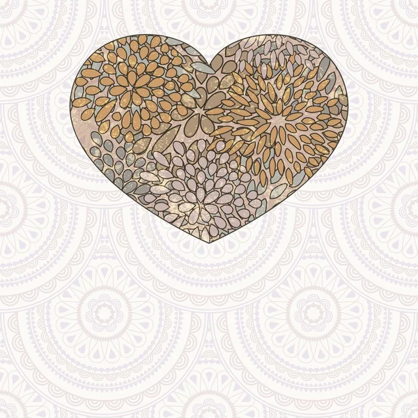 Coeur vectoriel avec motif floral sur fond sans couture — Image vectorielle