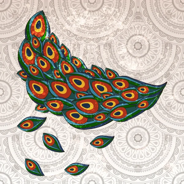 Vecteur plumes de paon sur fond sans couture — Image vectorielle