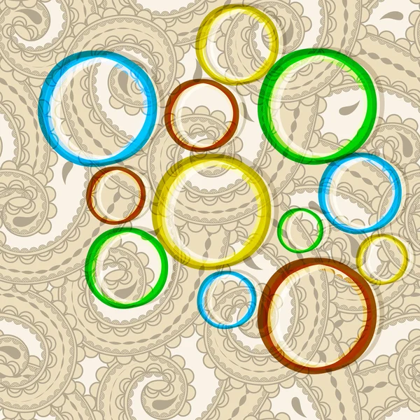 Векторні яскраві кола на безшовному східному стилі Пейслі нарди — стоковий вектор