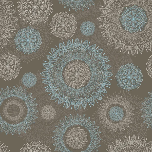 Vektor sömlös lacy mönster med snöflingor och blommor — Stock vektor