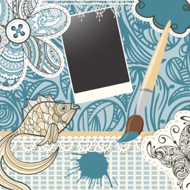 Vector scrapbook design pattern on seamless background clipart