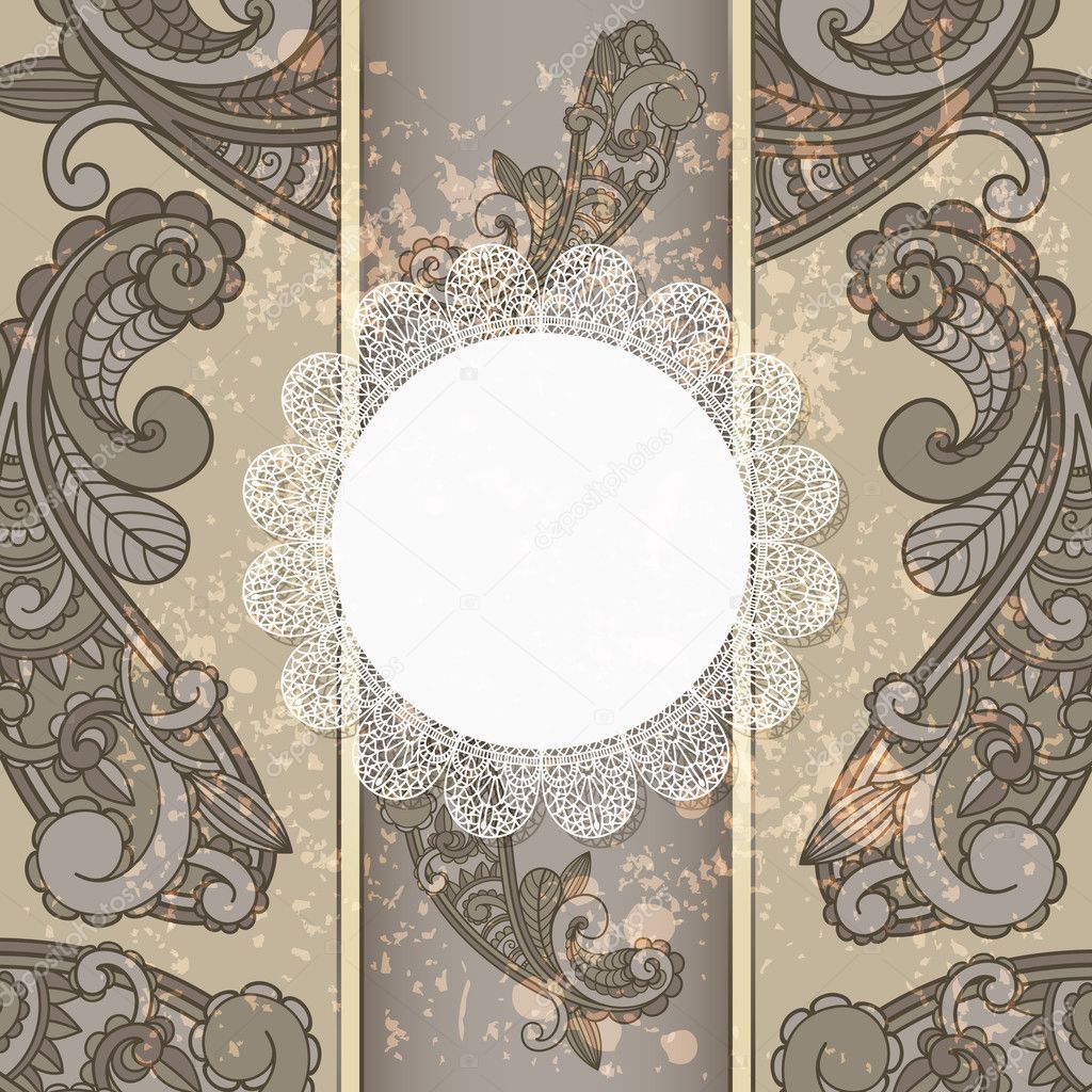 vector menu with paisley pattern and napkin for your text on gr
