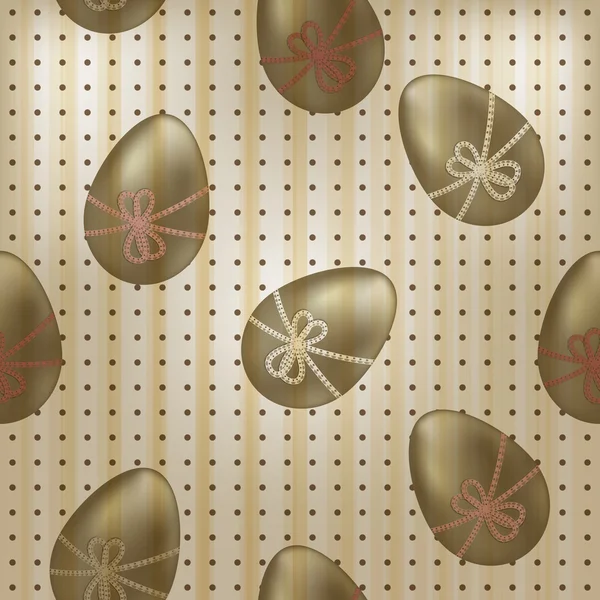 Patrón de Pascua vintage sin costura vector con huevos de oro y bo — Archivo Imágenes Vectoriales
