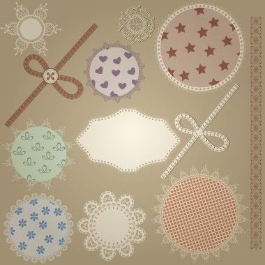 Vector scrapbook design elements, patterns can be used separat clipart