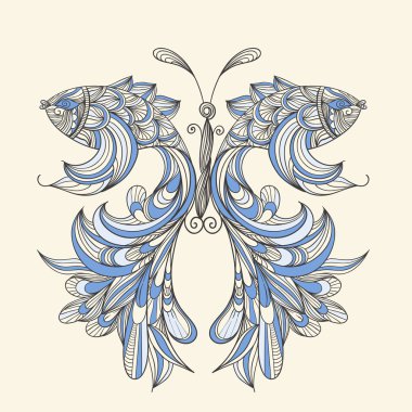 vector concept butterfly with wings - fishes, fishes can be used clipart