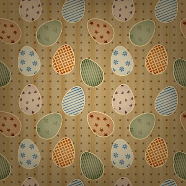 vector easter seamless background with retro eggs and dots clipart