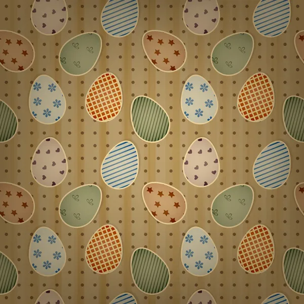 Vector easter seamless background with retro eggs and dots — Stock Vector