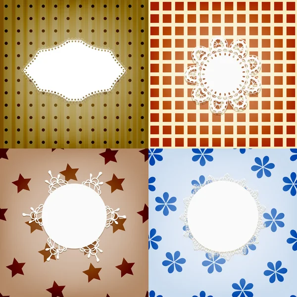 复古无缝模式设置的四个矢量花边餐巾可以 — 图库矢量图片