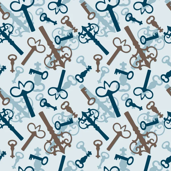 Vector seamless pattern with vintage keys — Stock Vector