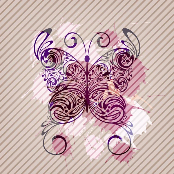 蝶、水しぶき、ストライプのベクトルの背景 — ストックベクタ
