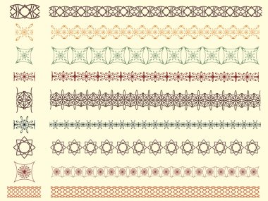 set of nine vector seamless borders clipart