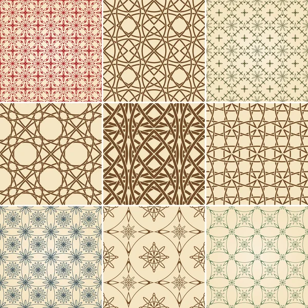 Conjunto de nueve patrones sin costura vector — Archivo Imágenes Vectoriales