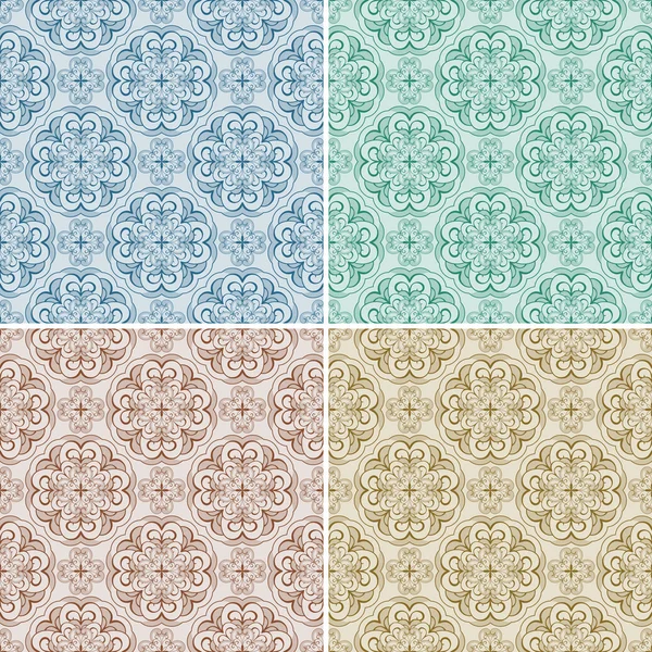 Set with four vector seamless floral spring patterns — Stock Vector