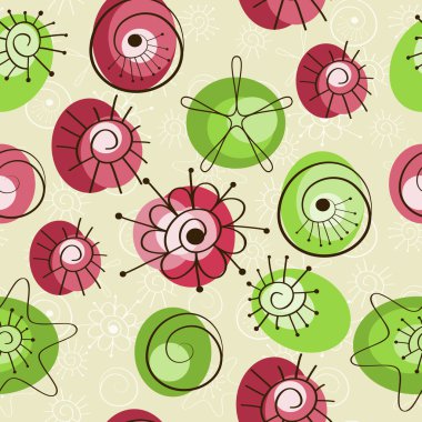 vector seamless spring background, abstract floral elements clipart