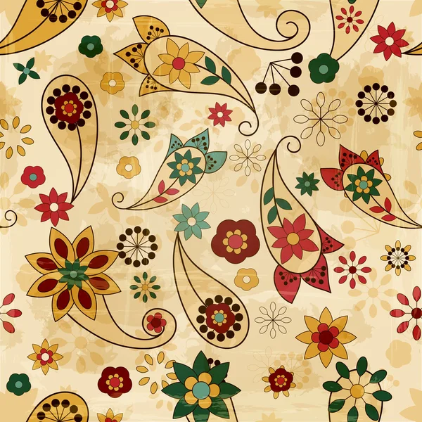 Векторные бесшовные весенний узор, paisley элементов и цветов, о — стоковый вектор