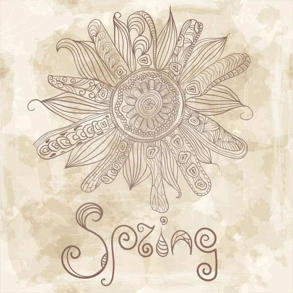 Vector spring flower and word "spring" — Stock Vector