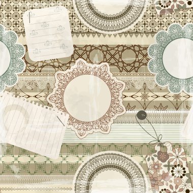 vektör scrapbook elemanları ile seamless modeli