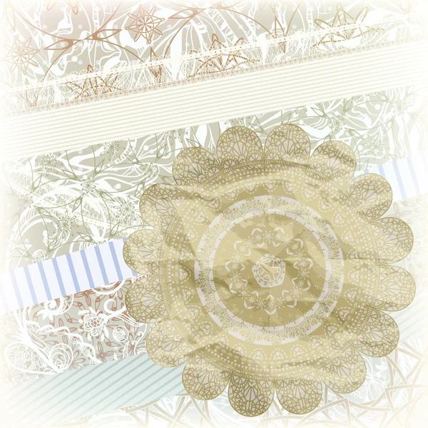 Golden snowflake on scrapbook pattern — Stock Vector